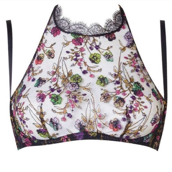 NWT $249 Agent Provocateur M Dalliyah Bra Daliyah Embroidery Floral Appliqué - Picture 4 of 5